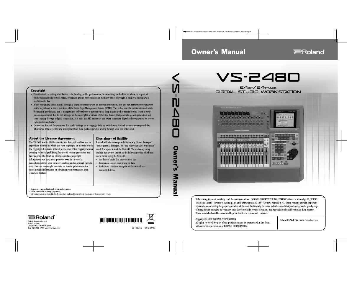 Roland VS-2480 User Manual | Page 452 / 452