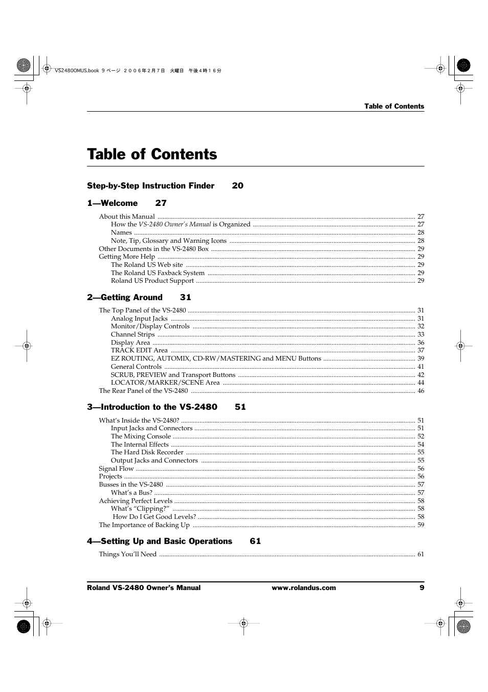 Roland VS-2480 User Manual | Page 9 / 452