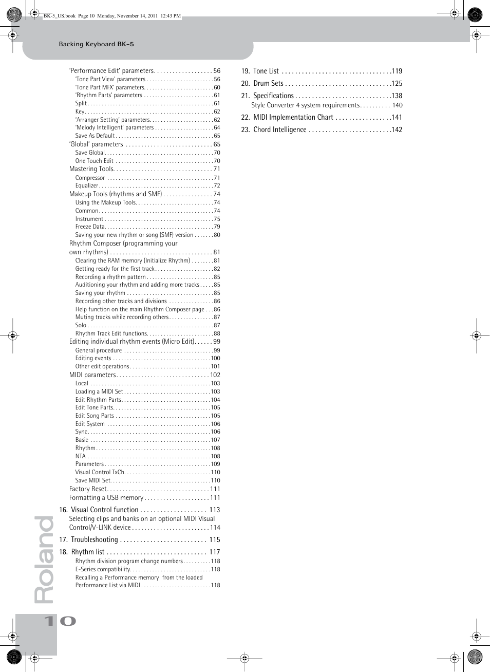 Roland Backing Keyboard BK-5 User Manual | Page 10 / 152