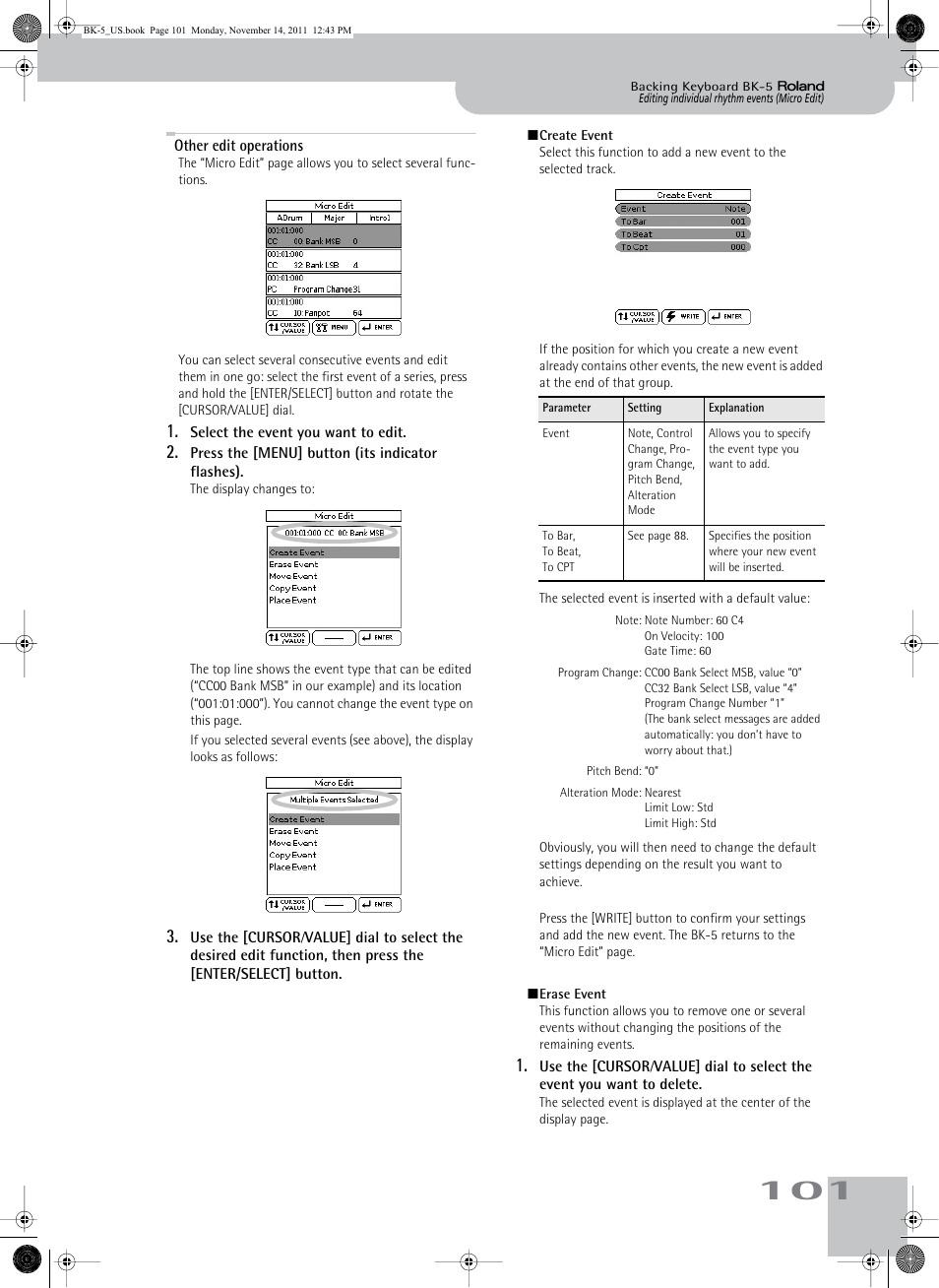 Other edit operations | Roland Backing Keyboard BK-5 User Manual | Page 101 / 152