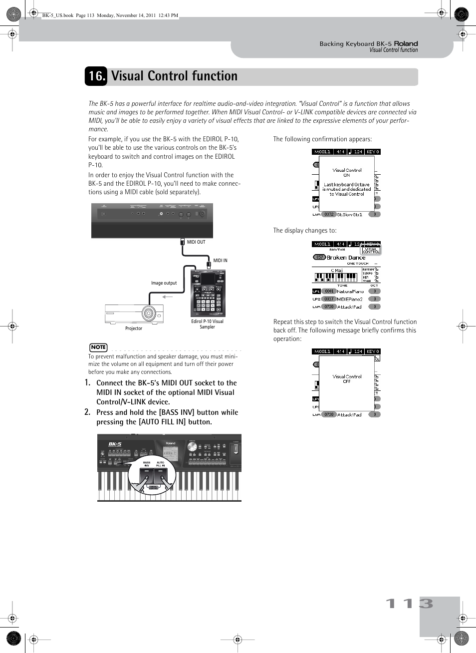Visual control function | Roland Backing Keyboard BK-5 User Manual | Page 113 / 152
