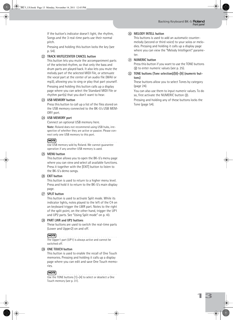 Roland Backing Keyboard BK-5 User Manual | Page 13 / 152