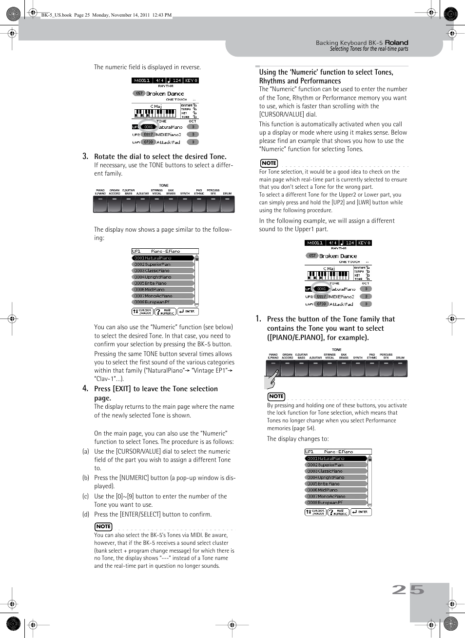 To enter numeric values (see p. 25) | Roland Backing Keyboard BK-5 User Manual | Page 25 / 152