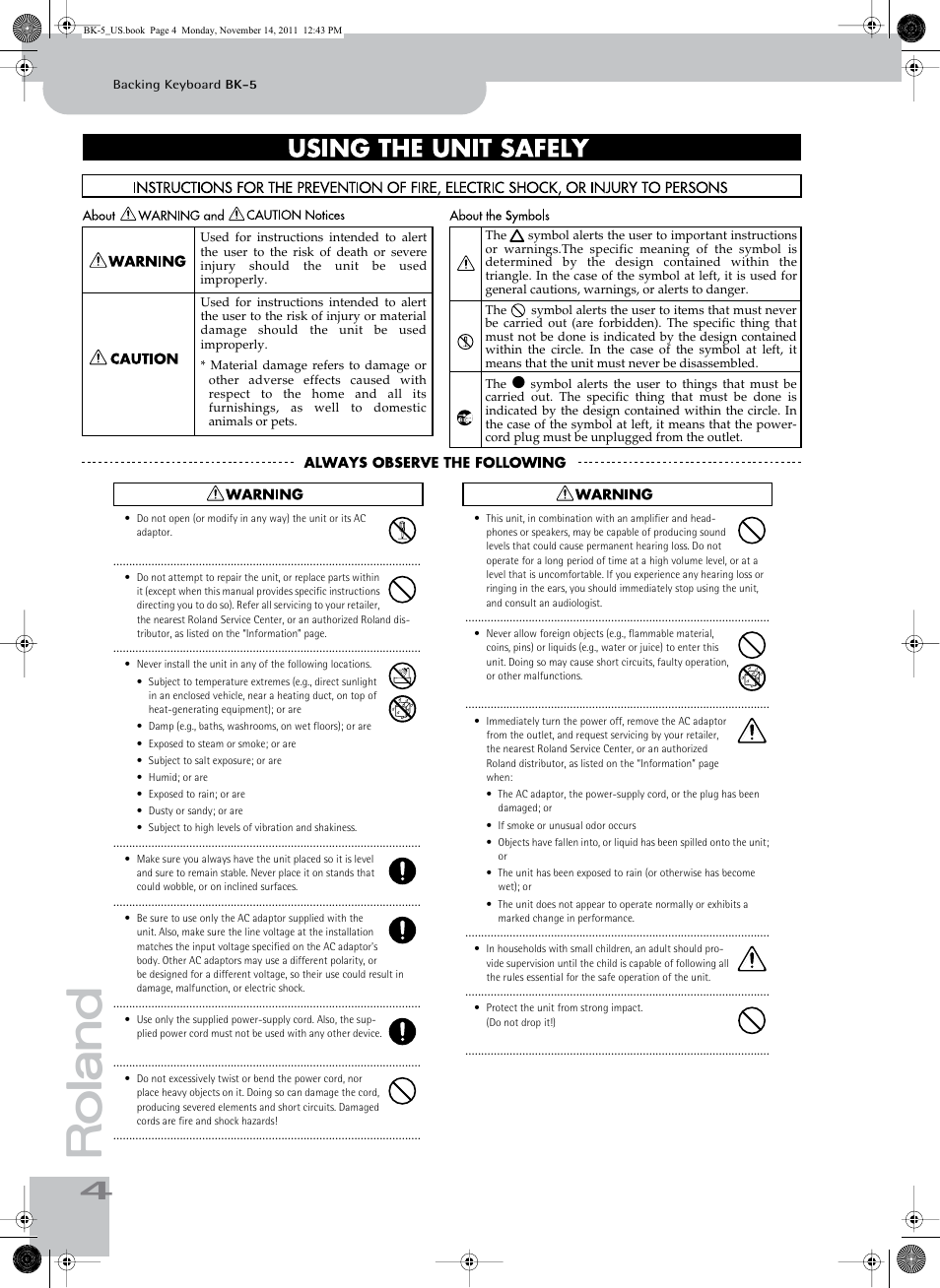 Roland Backing Keyboard BK-5 User Manual | Page 4 / 152