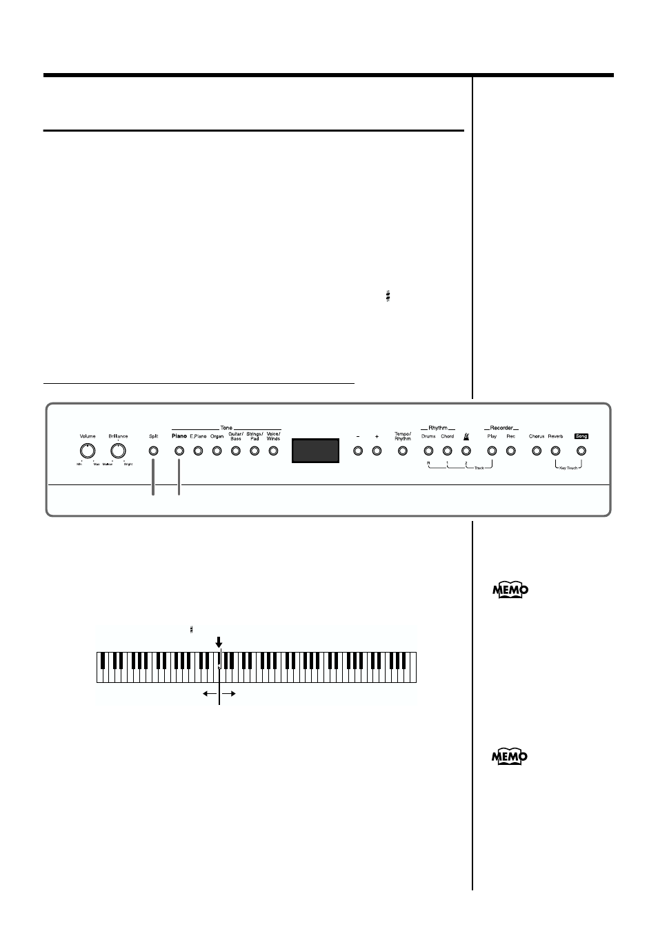 Performing with different tones in the left and, Right sides of the keyboard (split play) | Roland FP-3 User Manual | Page 16 / 64