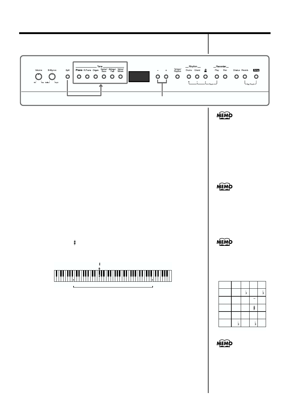 Changing tones, Changing the keyboard’s split point, 17 chapter 1 playing the keyboard | Roland FP-3 User Manual | Page 17 / 64