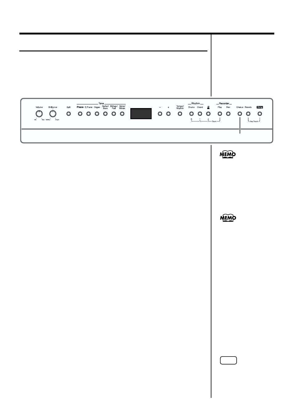 Adding breadth to the sound (chorus effect), Adding a spinning sound to organ tones, Rotary effect) | Changing the depth of chorus effect, Fatness” to sounds (p. 20) | Roland FP-3 User Manual | Page 20 / 64