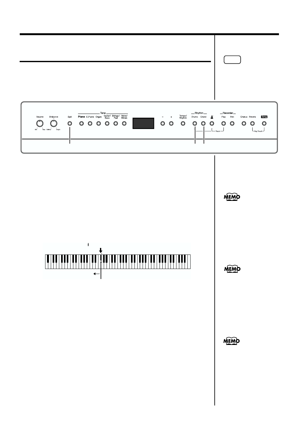 Performing with the chord progression specified, In the left hand (rhythm split play), Left hand (p. 31) | Roland FP-3 User Manual | Page 31 / 64