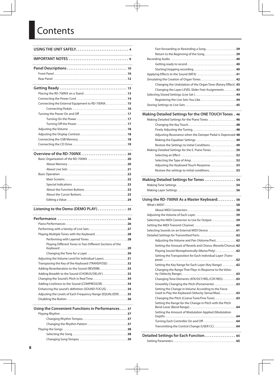 Roland RD-700NX User Manual | Page 7 / 106