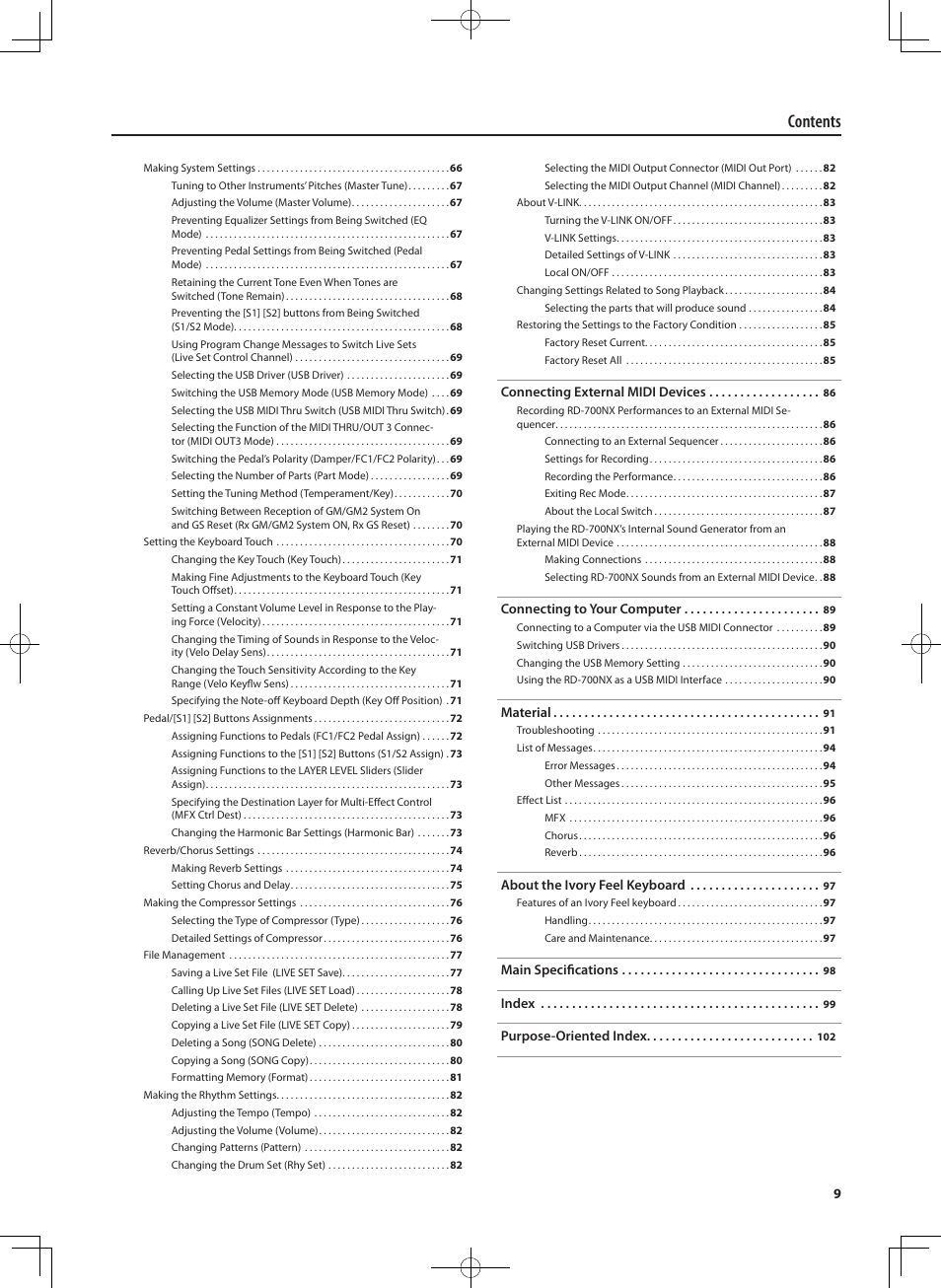 Roland RD-700NX User Manual | Page 8 / 106