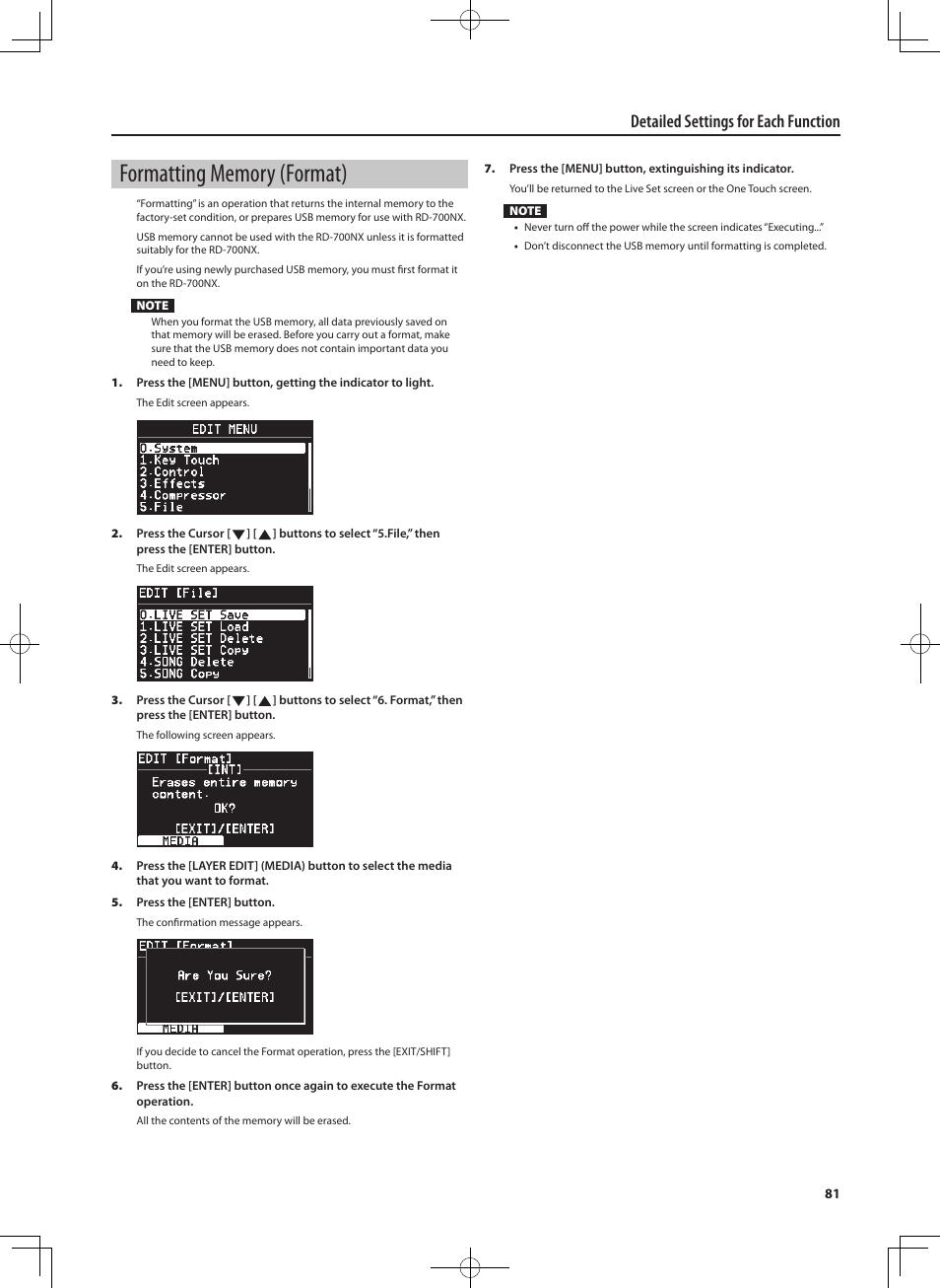 Detailed settings for each function | Roland RD-700NX User Manual | Page 80 / 106