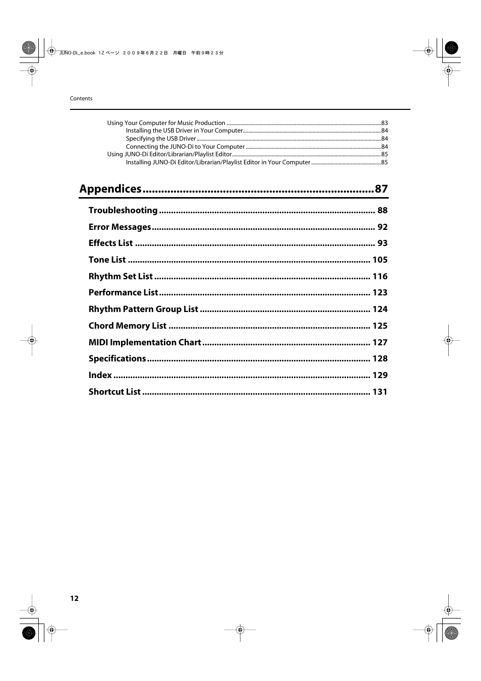 Appendices | Roland JUNO-Di User Manual | Page 12 / 136