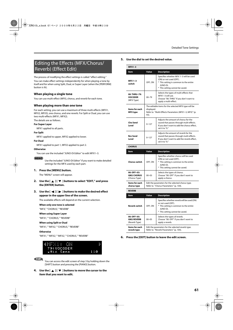 Roland JUNO-Di User Manual | Page 61 / 136