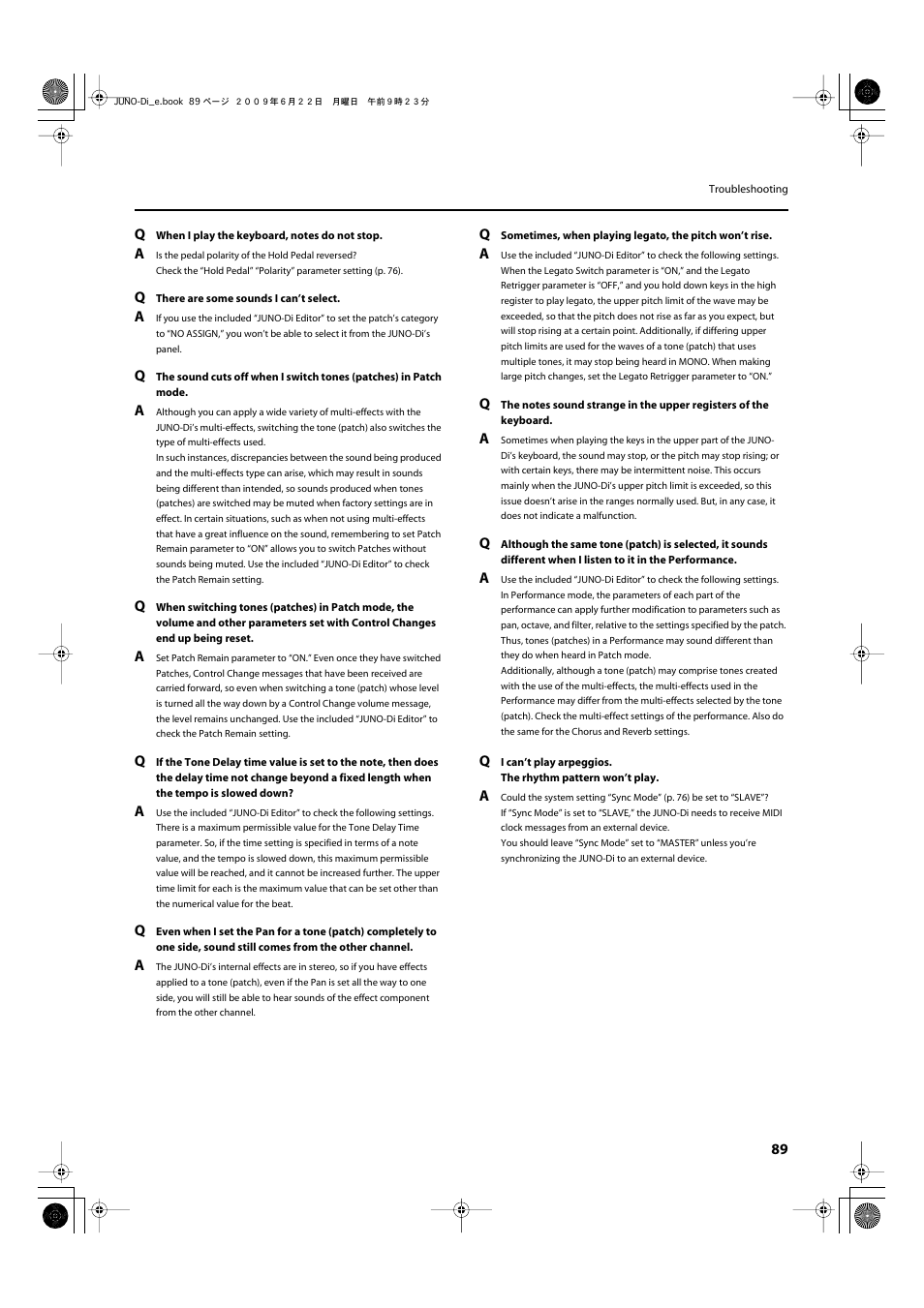 Roland JUNO-Di User Manual | Page 89 / 136