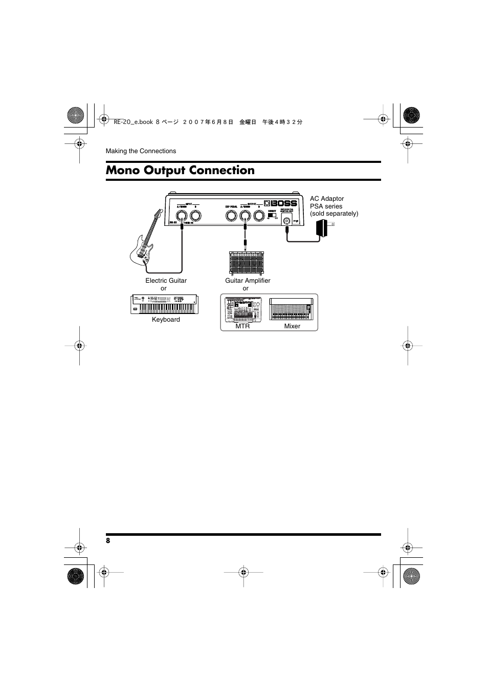 Mono output connection | Roland RE-20 User Manual | Page 8 / 24