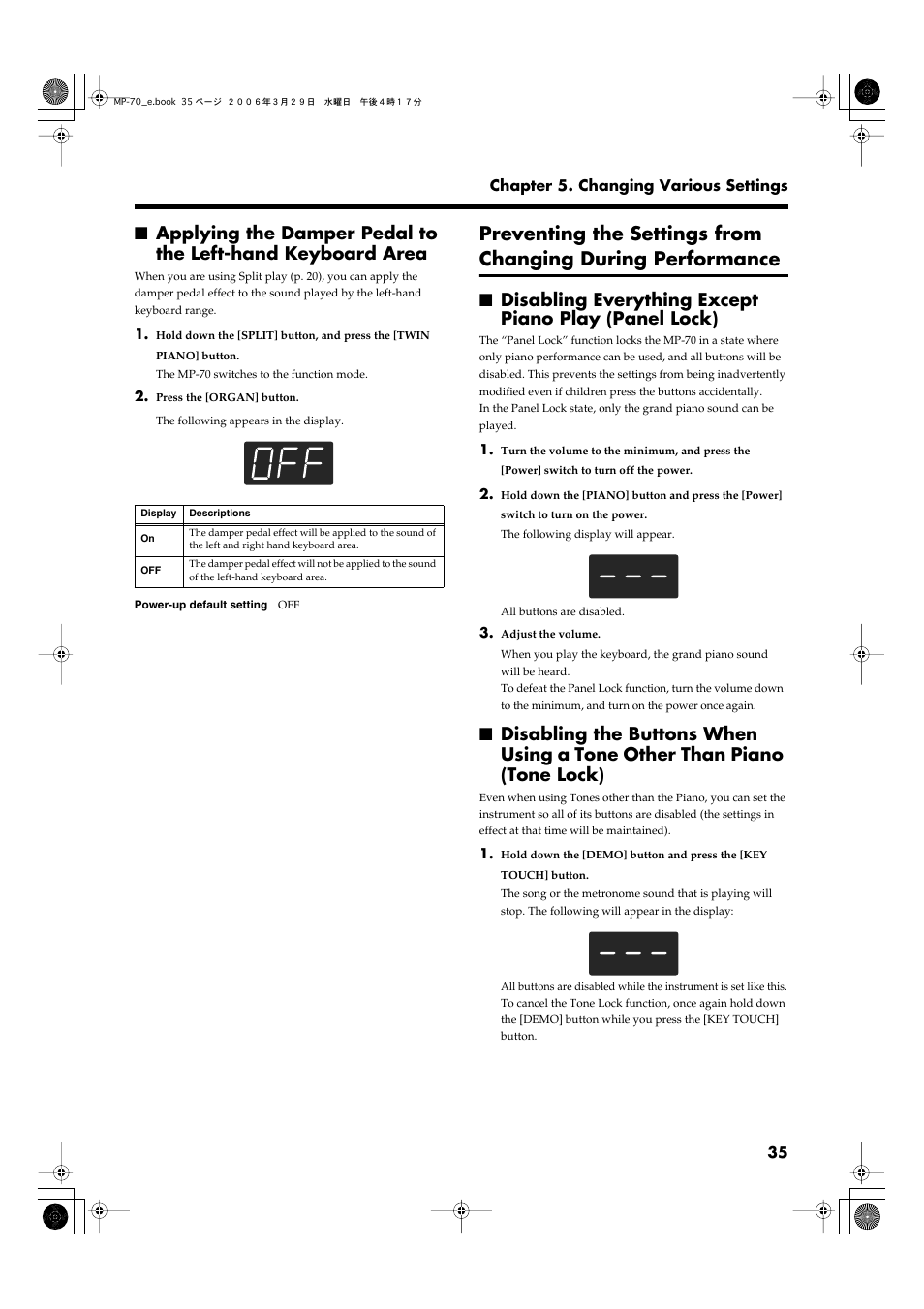 P. 35 | Roland MP-70 User Manual | Page 35 / 52