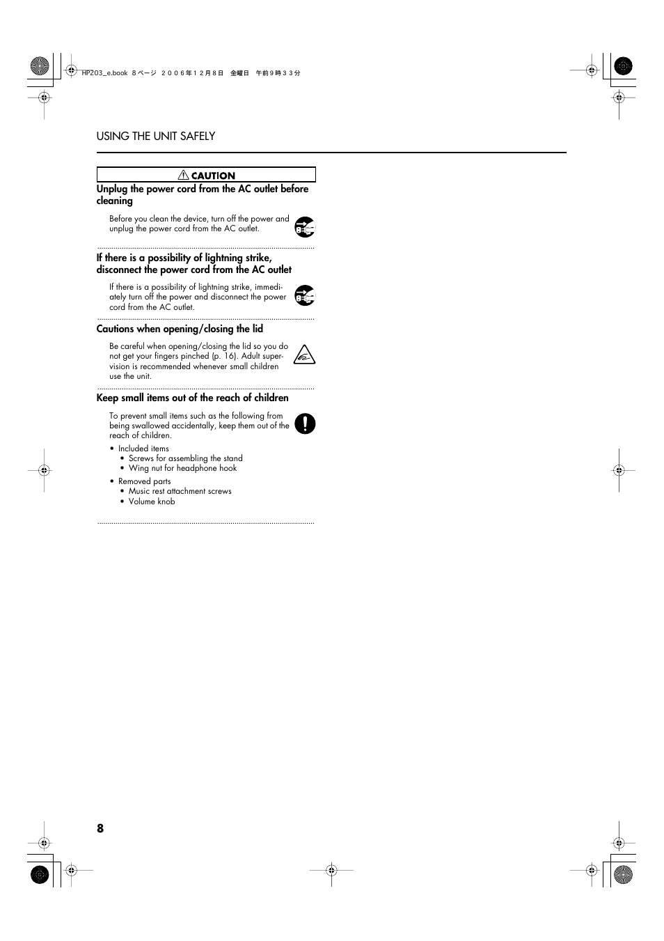 Roland HP-203 User Manual | Page 10 / 108