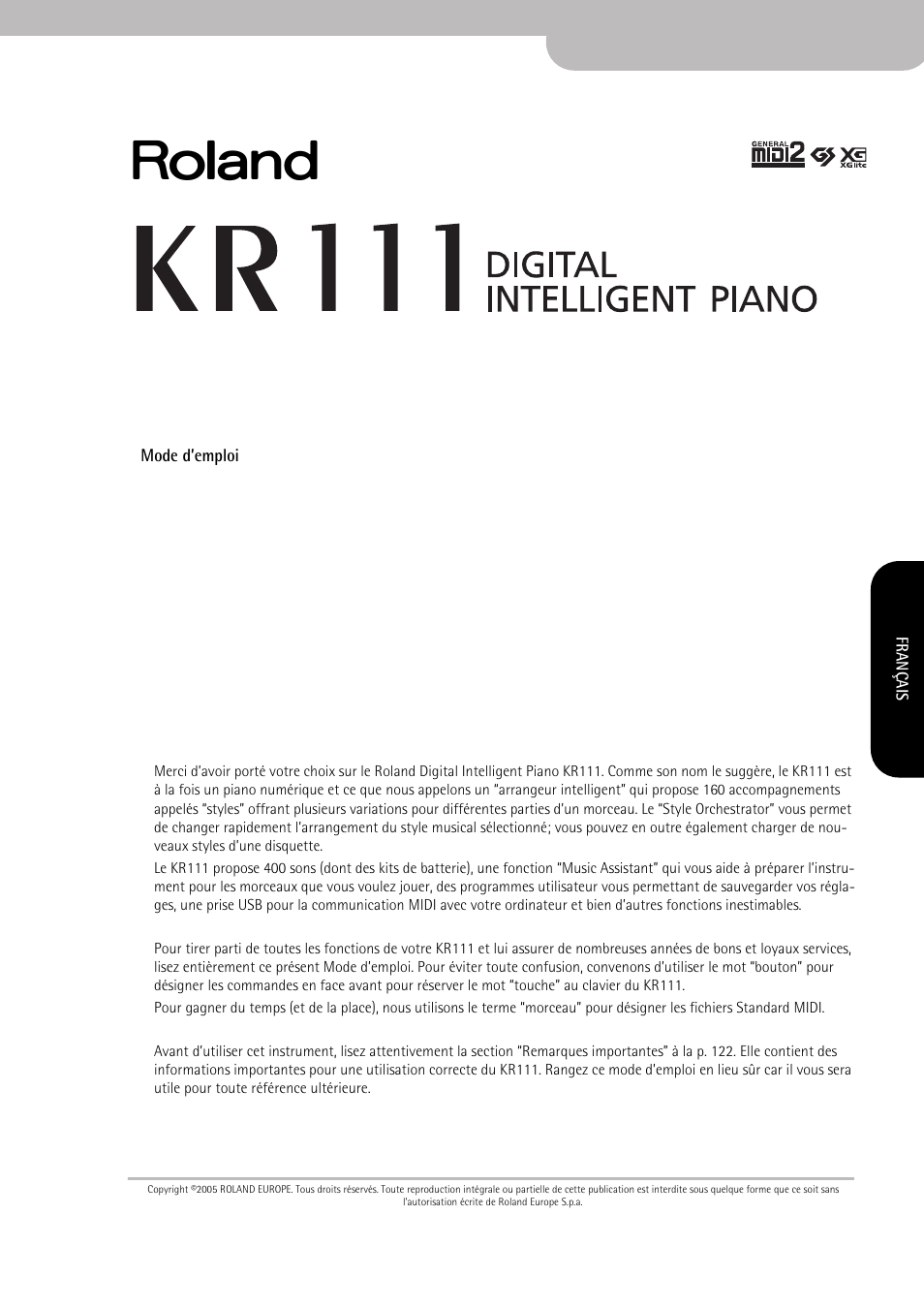 Roland KR111 User Manual | Page 119 / 186