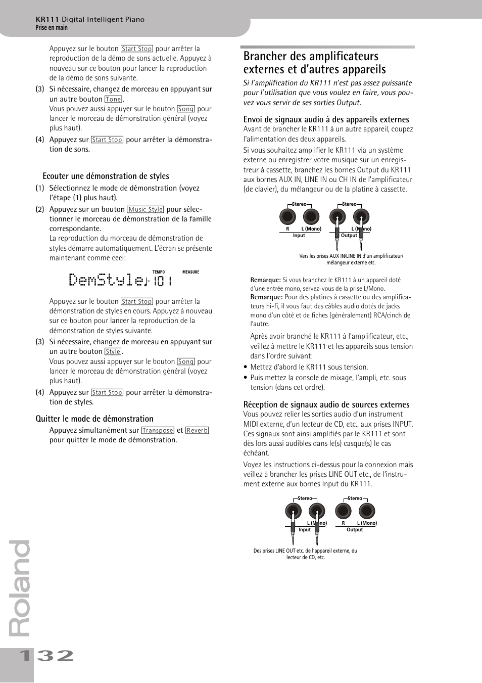 Demstyle | Roland KR111 User Manual | Page 134 / 186