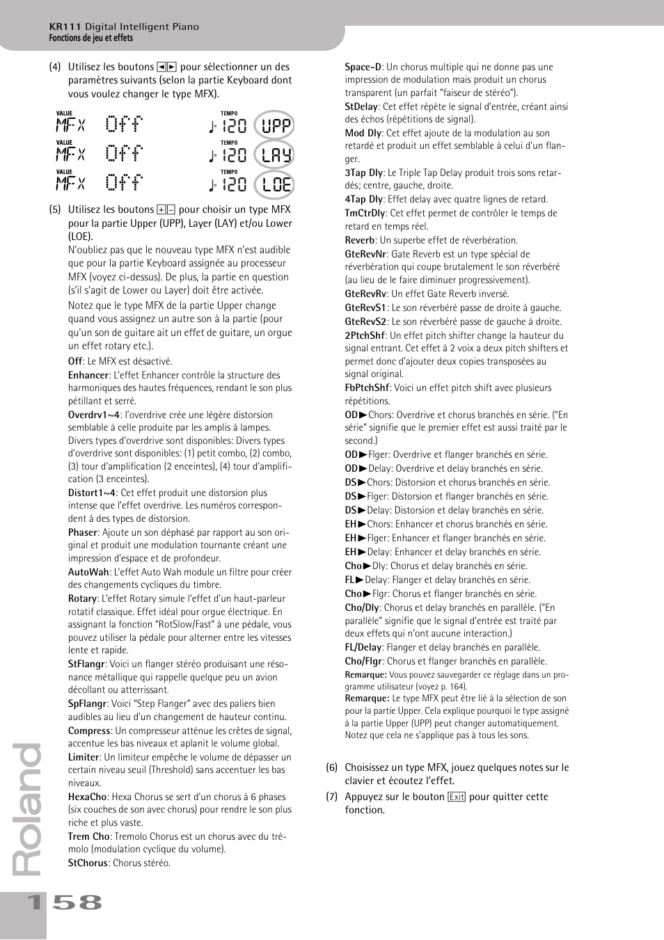 120 upp, 120 lay, 120 loe | Roland KR111 User Manual | Page 160 / 186