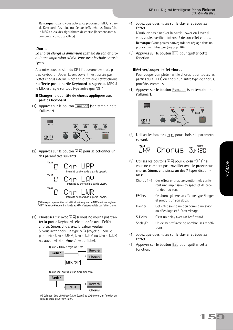 Chr upp chr lay chr lwr, Chorus 3, Chorus | Français | Roland KR111 User Manual | Page 161 / 186