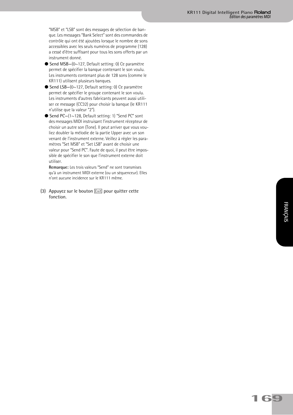 Roland KR111 User Manual | Page 171 / 186
