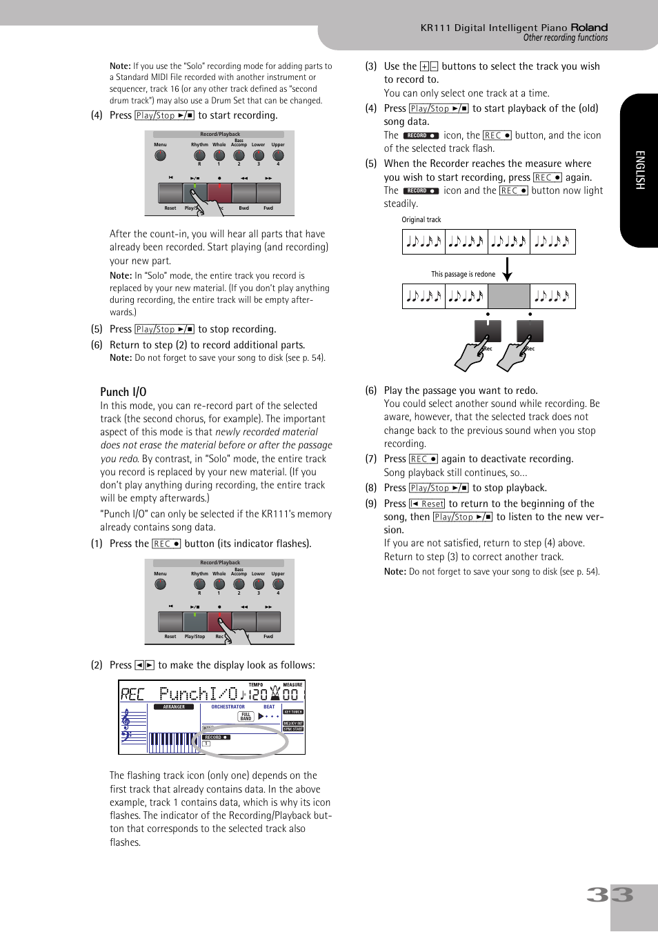 Punchi/o, Punch i/o, English | Roland KR111 User Manual | Page 35 / 186