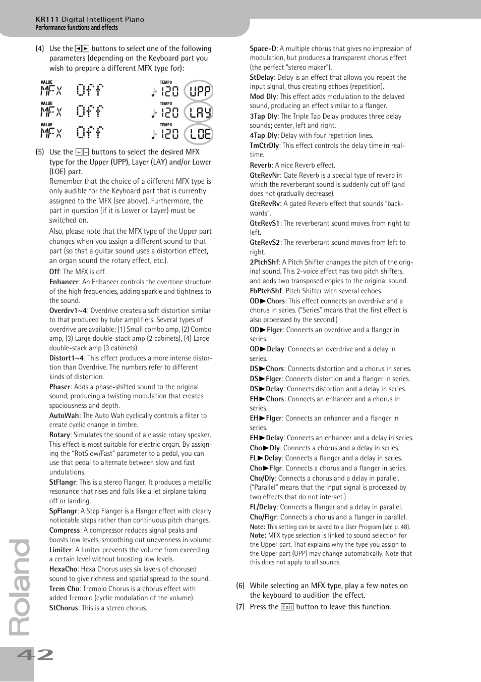 120 upp, 120 lay, 120 loe | Roland KR111 User Manual | Page 44 / 186