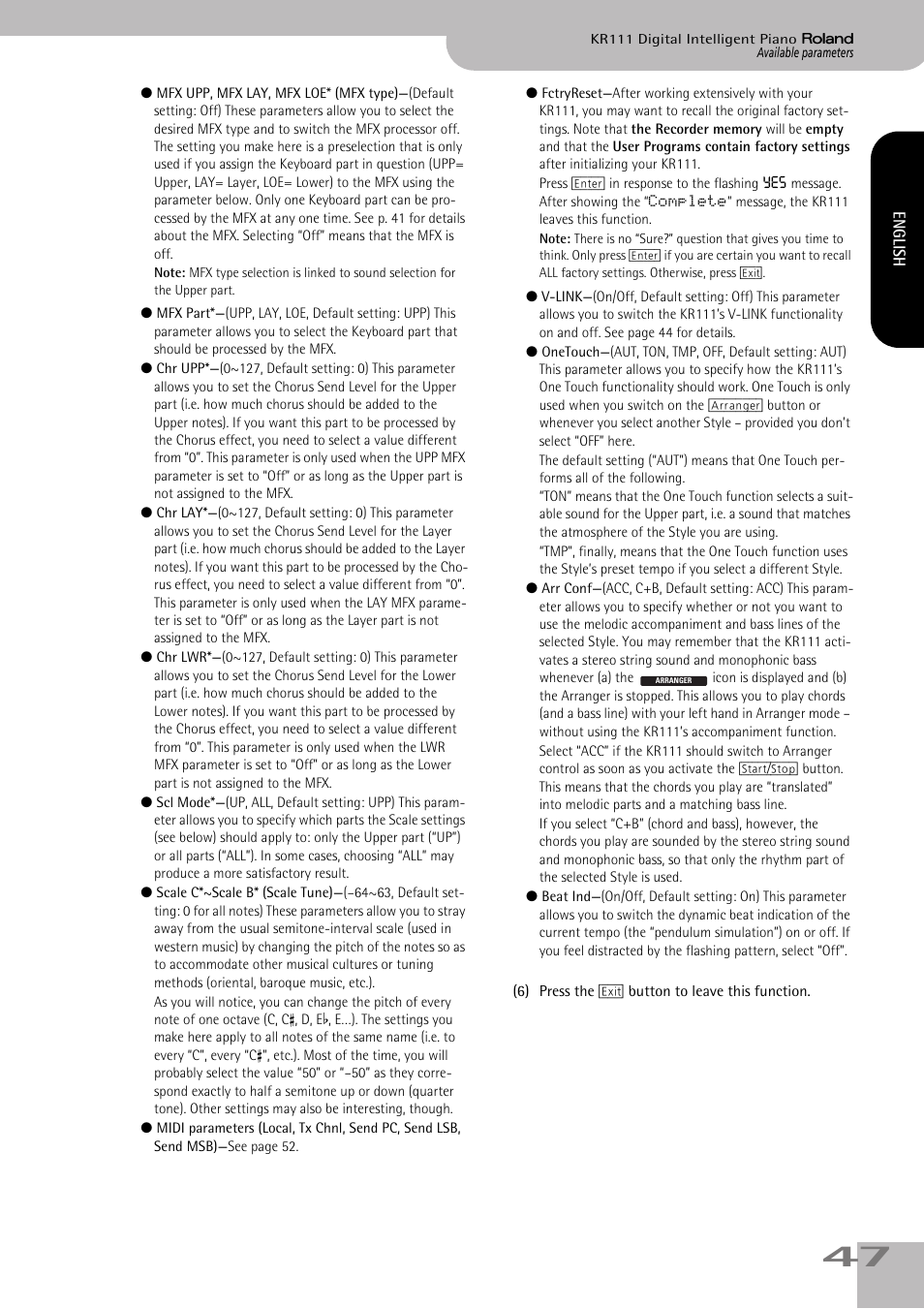Roland KR111 User Manual | Page 49 / 186