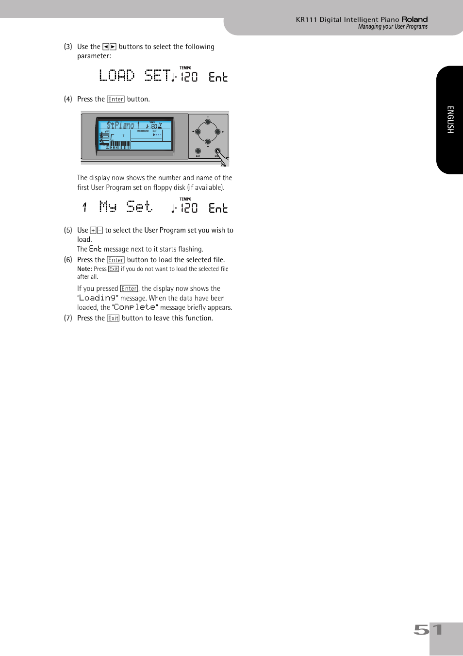 Load set, My set, 120 ent | Roland KR111 User Manual | Page 53 / 186