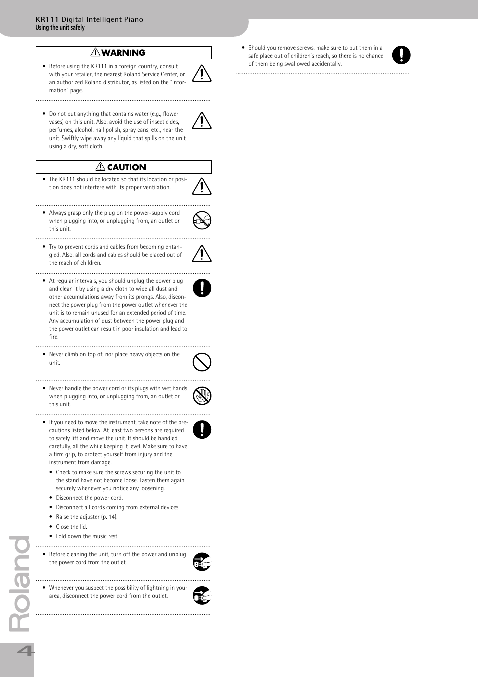 Roland KR111 User Manual | Page 6 / 186