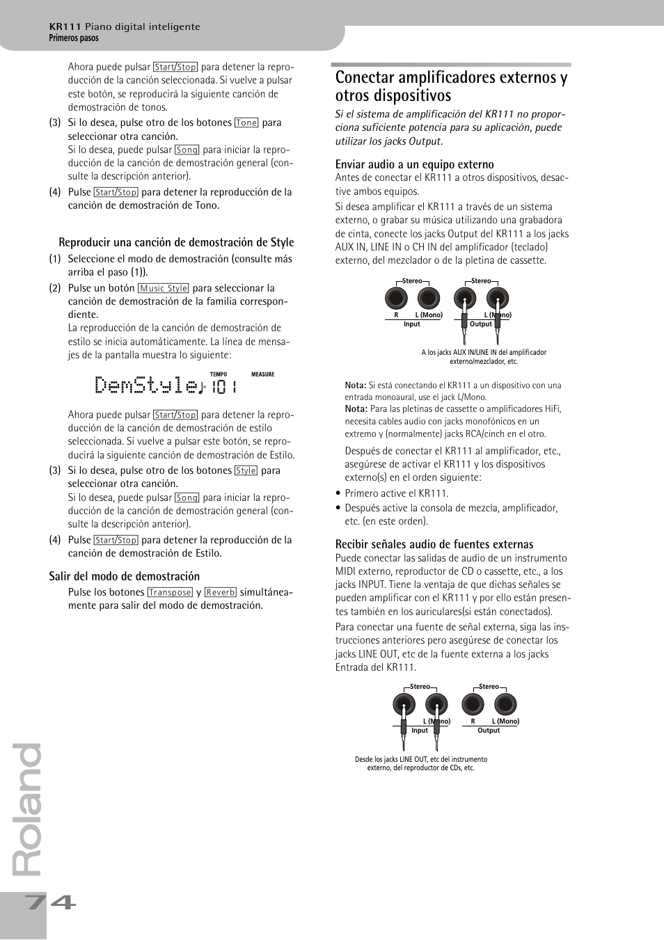 Demstyle | Roland KR111 User Manual | Page 76 / 186