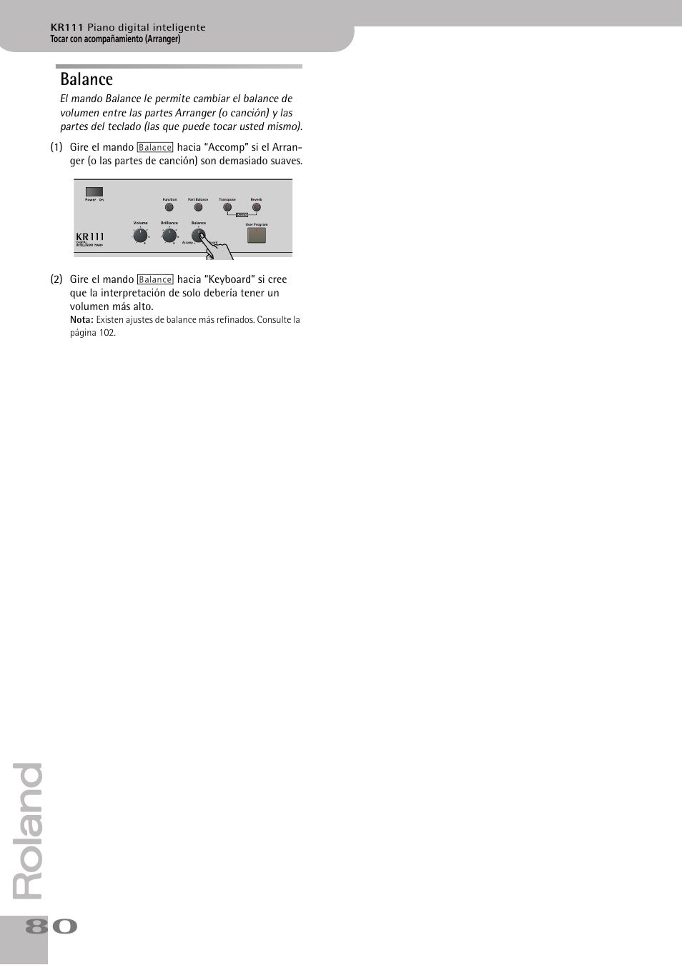 Balance | Roland KR111 User Manual | Page 82 / 186