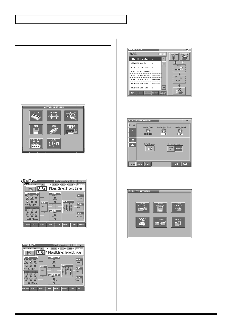 Basic operation of the v-synth, Changing operating modes ([mode]), 18 overview of the v-synth | Patch mode, Sample mode, System mode, Disk mode | Roland V-Synth User Manual | Page 18 / 180