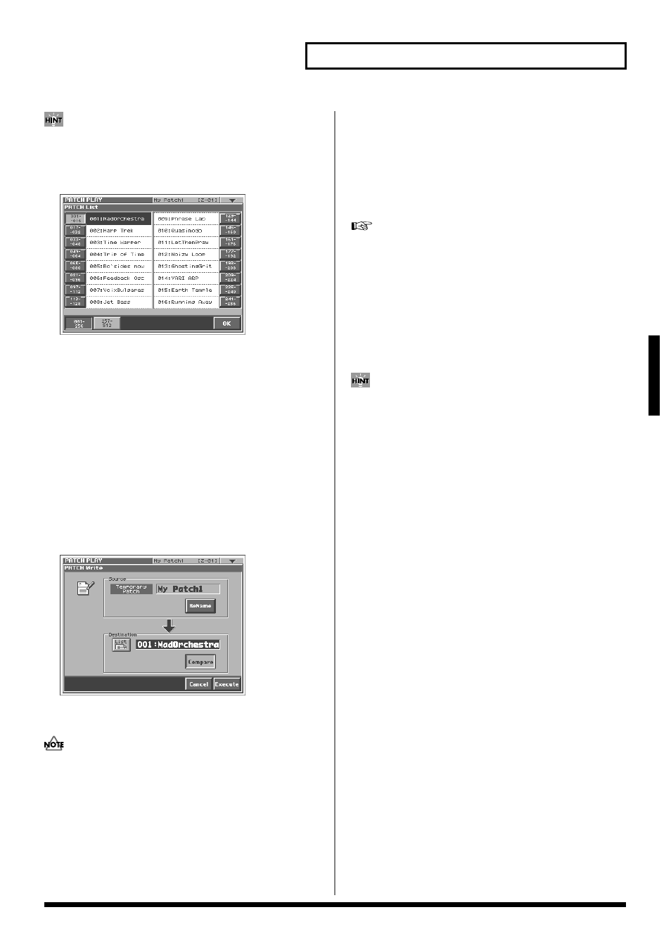 Auditioning the save-destination patch (compare), Registering a favorite patch (patch palette), P. 35) | 35 creating a patch | Roland V-Synth User Manual | Page 35 / 180