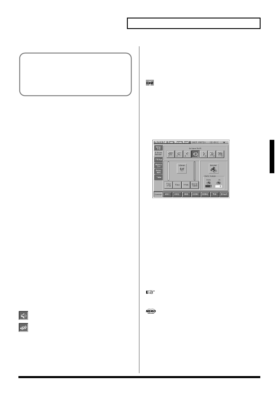 37 creating a patch, D beam/bender | Roland V-Synth User Manual | Page 37 / 180