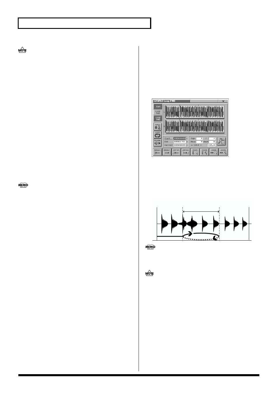 Loop region settings, Loop point location (loop start, loop end) (p. 68), 68 creating and editing samples (sample mode) | Roland V-Synth User Manual | Page 68 / 180