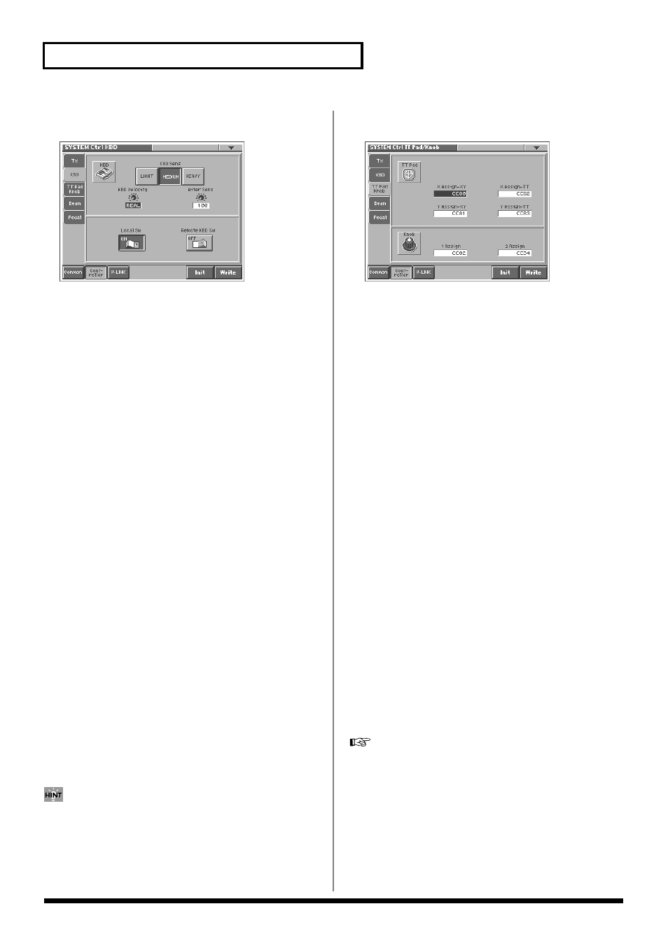 78 settings common to all modes (system mode) kbd, Tt pad/knob | Roland V-Synth User Manual | Page 78 / 180