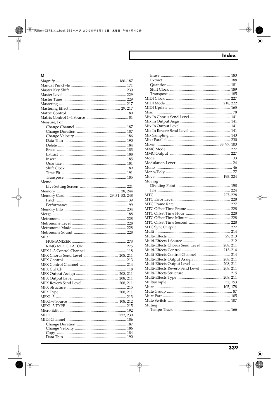 Roland Fantom-X7 User Manual | Page 339 / 348