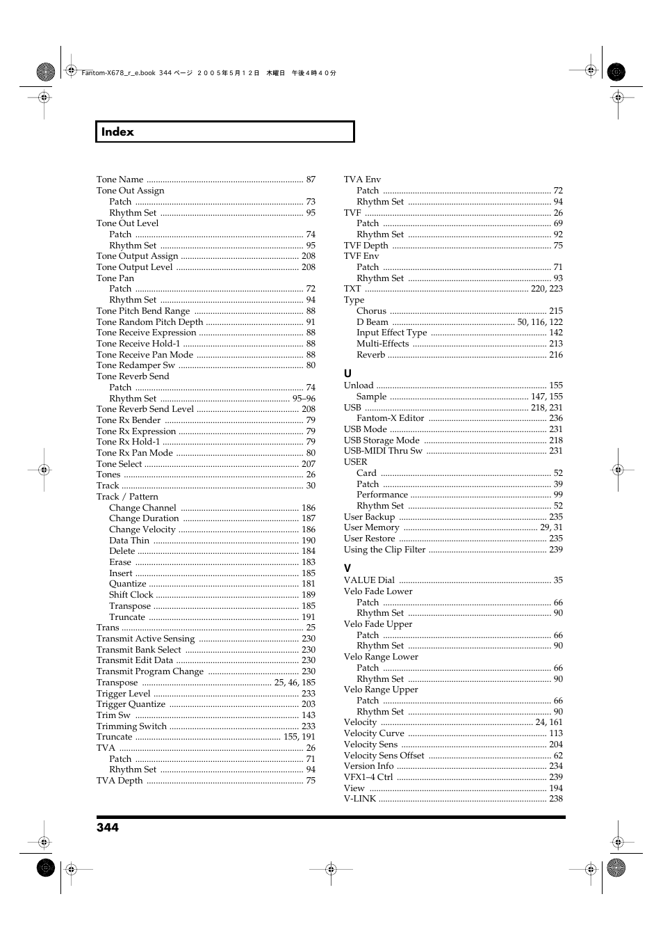 Roland Fantom-X7 User Manual | Page 344 / 348