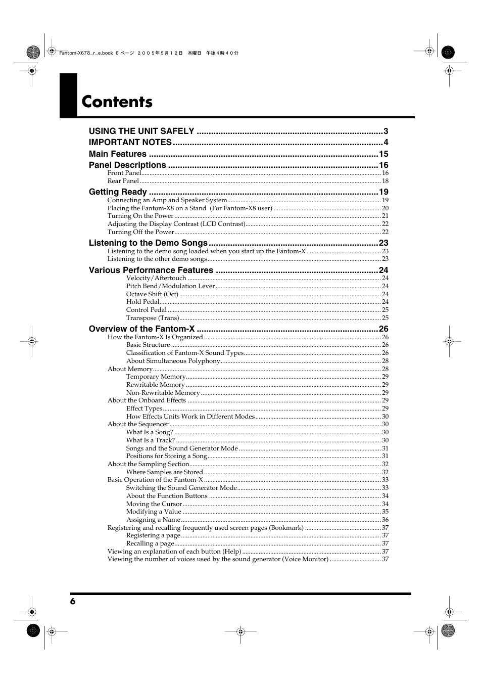 Roland Fantom-X7 User Manual | Page 6 / 348