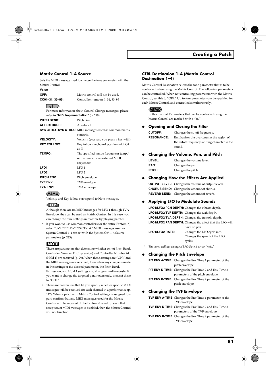 81 creating a patch | Roland Fantom-X7 User Manual | Page 81 / 348