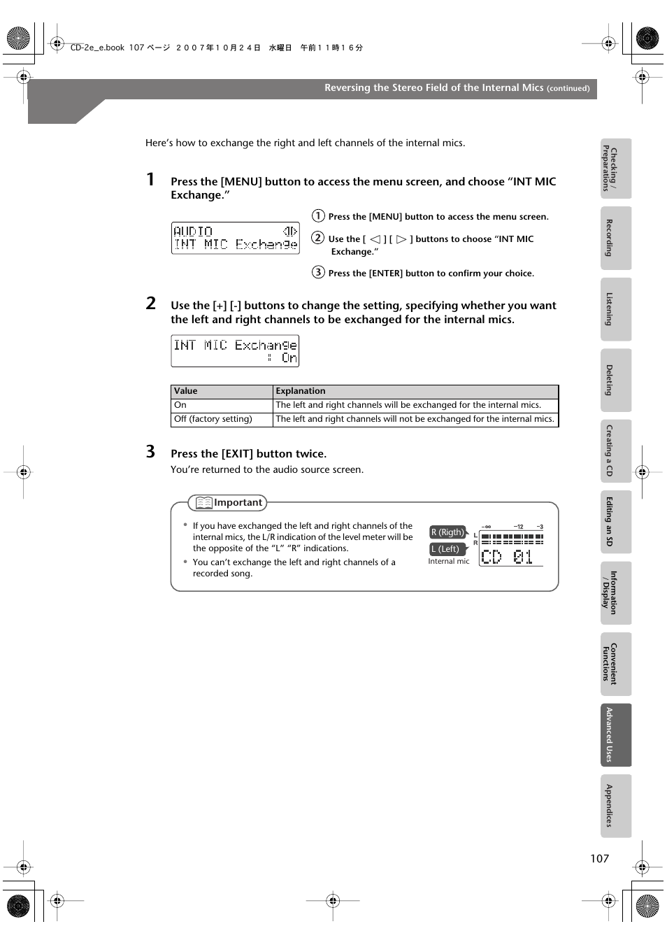 Roland CD-2e User Manual | Page 107 / 132