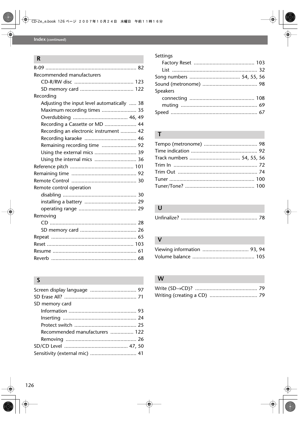Roland CD-2e User Manual | Page 126 / 132