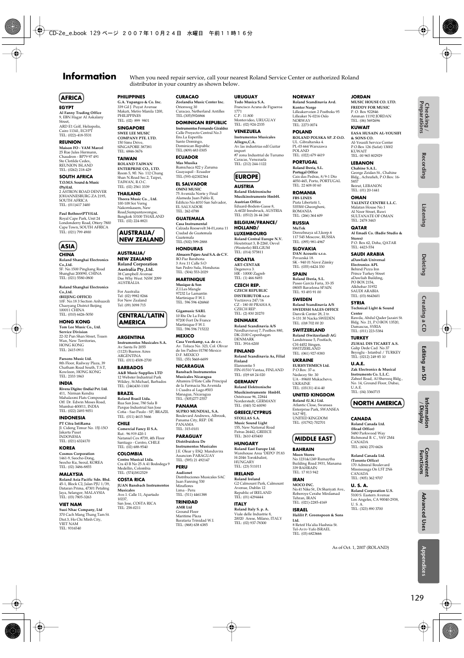 Information | Roland CD-2e User Manual | Page 129 / 132