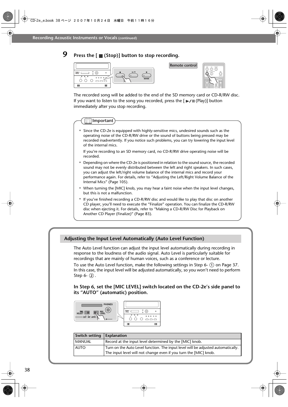 Roland CD-2e User Manual | Page 38 / 132