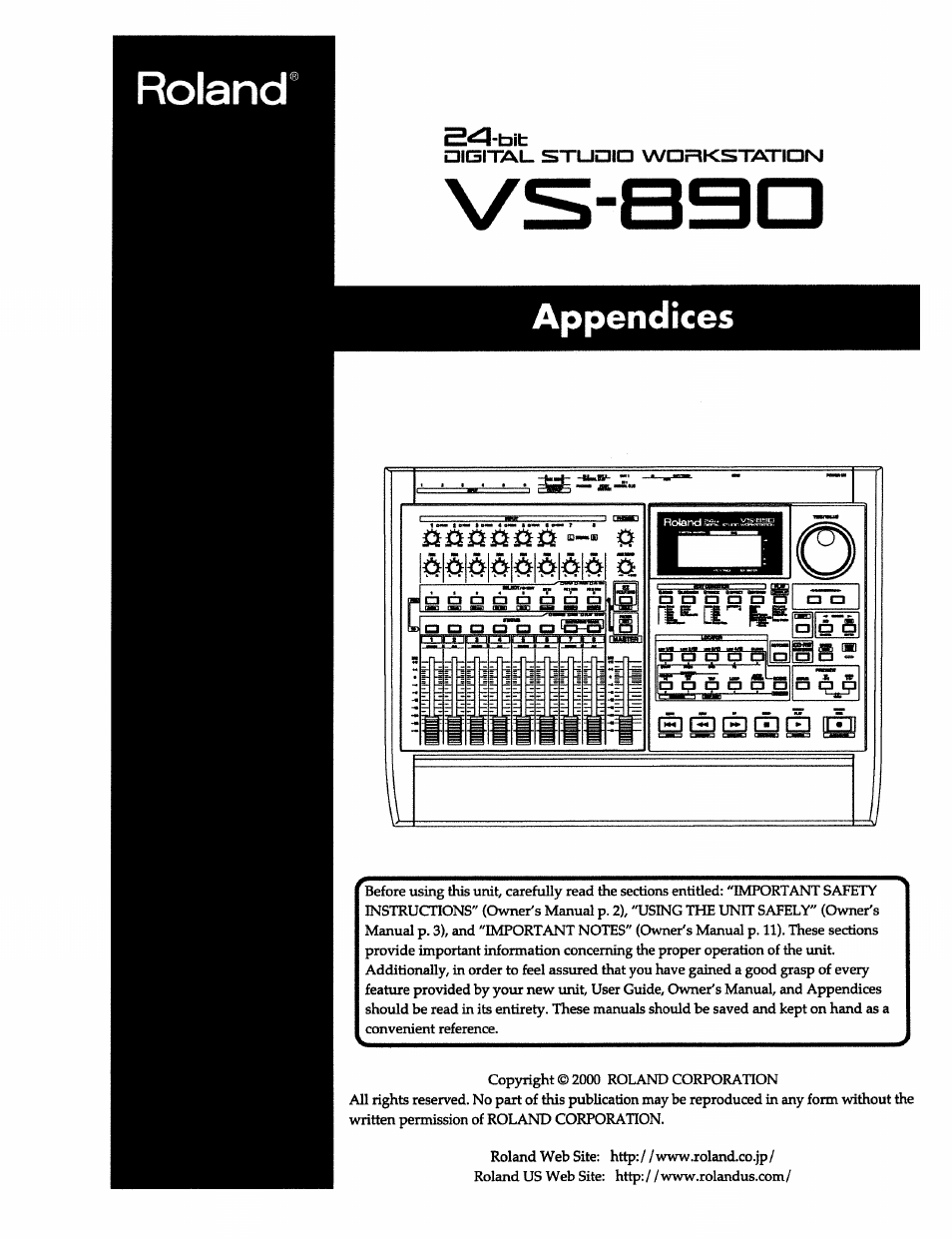 Roland VS-890 User Manual | 140 pages