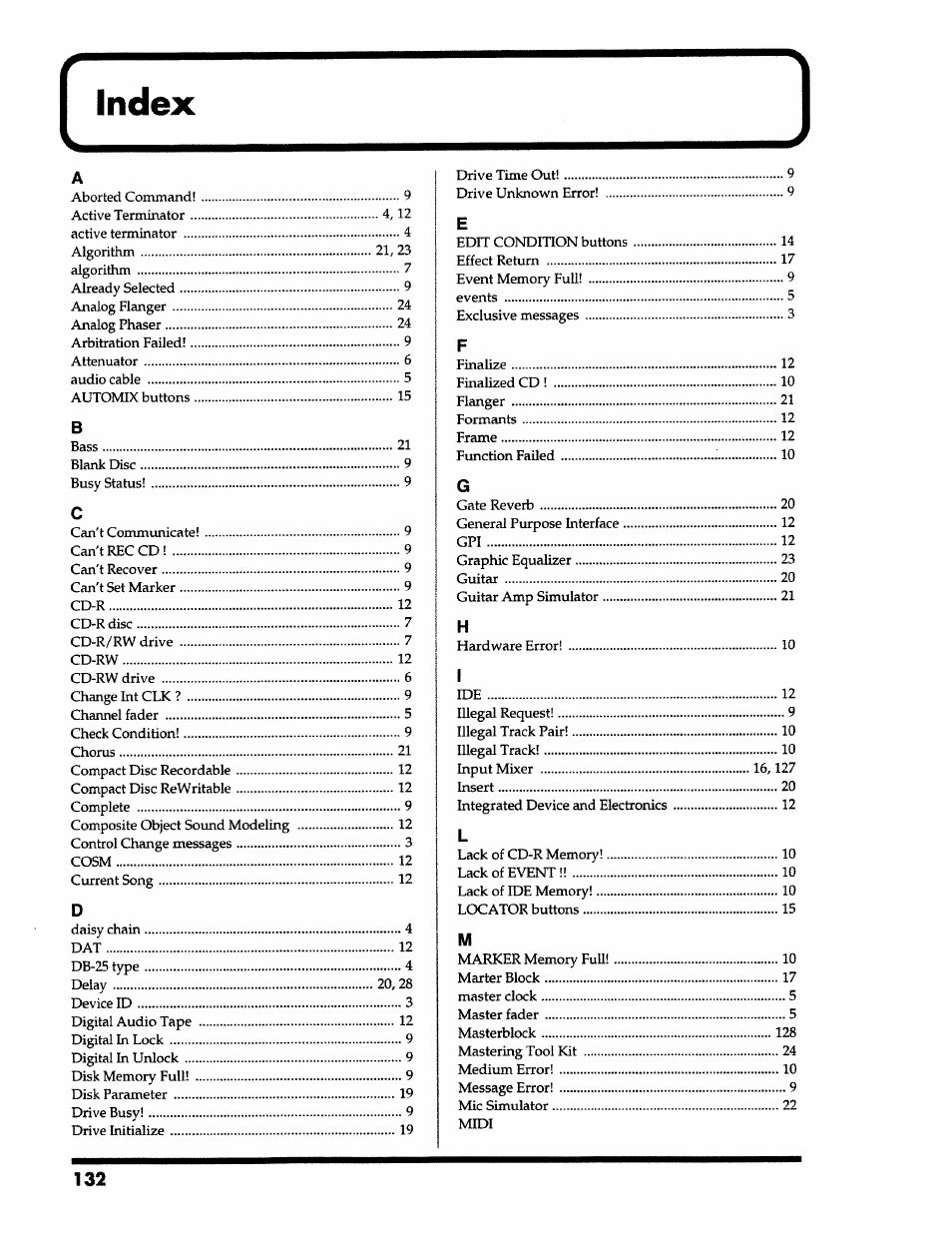 Index | Roland VS-890 User Manual | Page 132 / 140