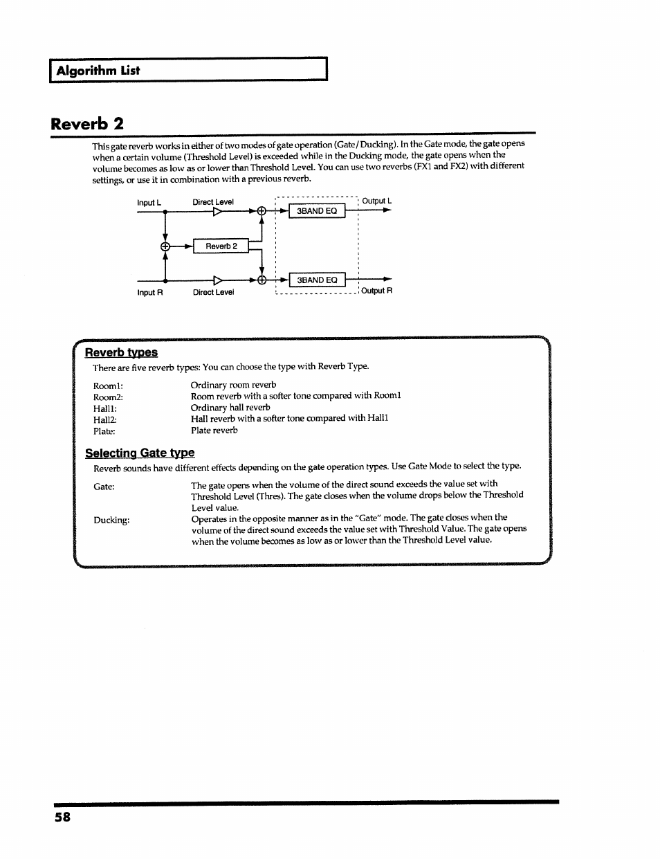 Reverb 2 | Roland VS-890 User Manual | Page 58 / 140