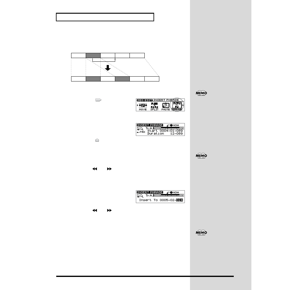 Inserting a phrase in another location—insert | Roland CDX-1 User Manual | Page 102 / 252